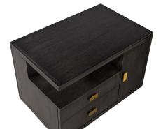 Pair of Modern End Table in Grey Charcoal Finish and Bronzed Hardware - 4521541
