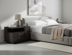 Pair of Modern End Table in Grey Charcoal Finish and Bronzed Hardware - 4521544