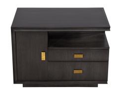 Pair of Modern End Table in Grey Charcoal Finish and Bronzed Hardware - 4521548