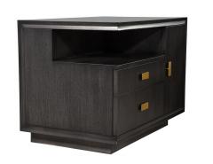 Pair of Modern End Table in Grey Charcoal Finish and Bronzed Hardware - 4521549