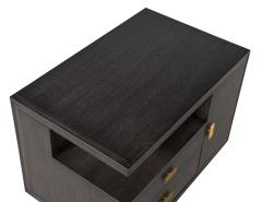 Pair of Modern End Table in Grey Charcoal Finish and Bronzed Hardware - 4521550