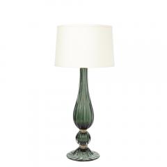 Pair of Modern Hand Blown Murano Green Glass Table Lamps with 24 Karat Gold - 2704697