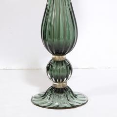 Pair of Modern Hand Blown Murano Green Glass Table Lamps with 24 Karat Gold - 2704710