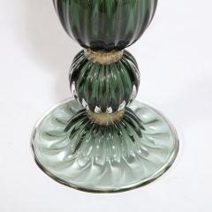 Pair of Modern Hand Blown Murano Green Glass Table Lamps with 24 Karat Gold - 2704719
