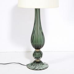 Pair of Modern Hand Blown Murano Green Glass Table Lamps with 24 Karat Gold - 2704736