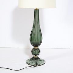 Pair of Modern Hand Blown Murano Green Glass Table Lamps with 24 Karat Gold - 2704744