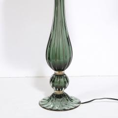Pair of Modern Hand Blown Murano Green Glass Table Lamps with 24 Karat Gold - 2704747