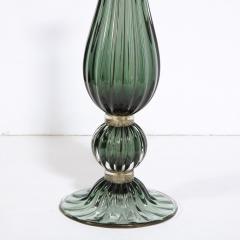 Pair of Modern Hand Blown Murano Green Glass Table Lamps with 24 Karat Gold - 2704752