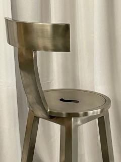 Pair of Modern Industrial Style Steel Bar Counter Stools Organic Form - 2694455