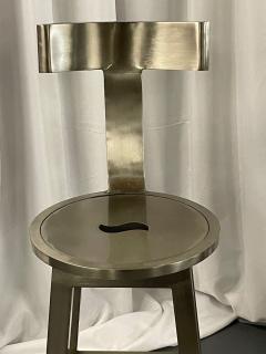 Pair of Modern Industrial Style Steel Bar Counter Stools Organic Form - 2694458