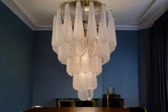 Pair of Modern Italian Murano Chandelier 52 Glass Petals Drop 1970s - 3868262