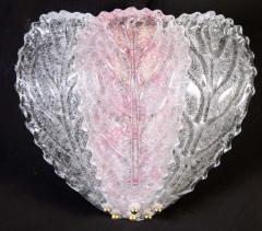 Pair of Modern Italian Pink and Clear Murano Glass Leave Wall Lights 1970 - 1551713