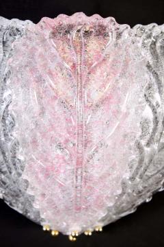 Pair of Modern Italian Pink and Clear Murano Glass Leave Wall Lights 1970 - 1551716