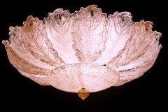 Pair of Modern Italian Pink and Clear Murano Glass Leave Wall Lights 1970 - 1551725