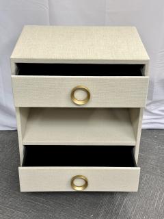 Pair of Modern Linen Chests Commodes or Nightstand Linen Wrapped American - 2921902