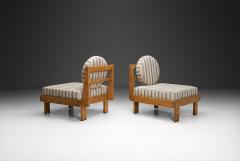 Pair of Modern Lounge Chairs with Striped Upholstery Europe Mid 20th Century - 4580632