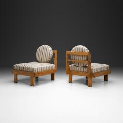 Pair of Modern Lounge Chairs with Striped Upholstery Europe Mid 20th Century - 4588596
