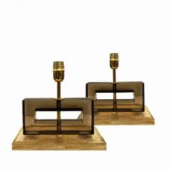 Pair of Modern Murano Glass Rectangle Table Lamps - 4033362