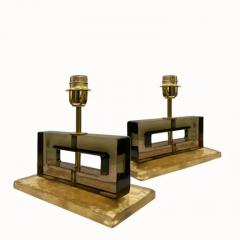 Pair of Modern Murano Glass Rectangle Table Lamps - 4033364