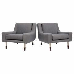 Pair of Modern Nickel Upholstered Italian Chairs Gianfranco Frattini - 4172442