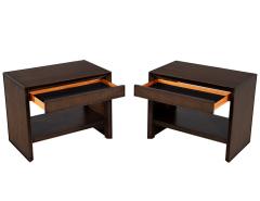 Pair of Modern Oak Nightstand End Tables in Dark Walnut - 3156789