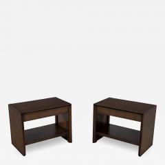 Pair of Modern Oak Nightstand End Tables in Dark Walnut - 3160837