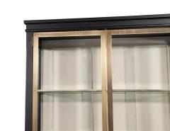 Pair of Modern Oak and Brass Bookcase Cabinets - 3482552