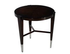 Pair of Modern Round Macassar Accent Tables - 3487186