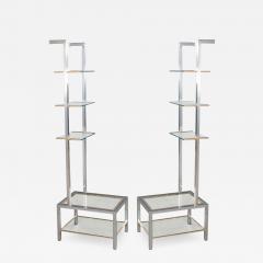 Pair of Modern Stainless Steel and Brass Bookshelf Stands Italy 1970s - 2549241
