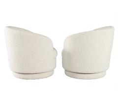 Pair of Modern Swivel Chairs in Boucle Cream Fabric - 3325879