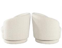 Pair of Modern Swivel Chairs in Boucle Cream Fabric - 3325882