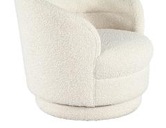 Pair of Modern Swivel Chairs in Boucle Cream Fabric - 3325883