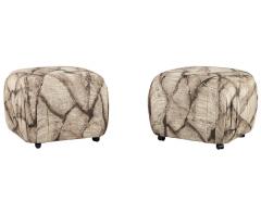 Pair of Modern Upholstered Ottoman Stools on Casters - 2922009