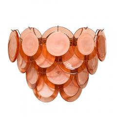 Pair of Modernist 14 Disc Sconces in Hand Blown Murano Smoked Apricot Glass - 3975891