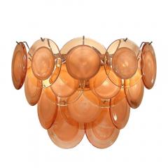 Pair of Modernist 14 Disc Sconces in Hand Blown Murano Smoked Apricot Glass - 3975926