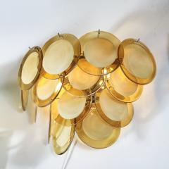 Pair of Modernist 14 Disc Sconces in Hand Blown Murano Topaz Glass - 4514406