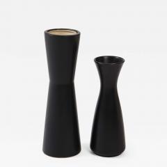 Pair of Modernist Ceramic Matte Black Vases France 1950s - 2460278