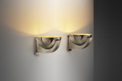 Pair of Modernist Chromed Metal Wall Lamps France 20th Century - 4082797