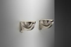 Pair of Modernist Chromed Metal Wall Lamps France 20th Century - 4082798