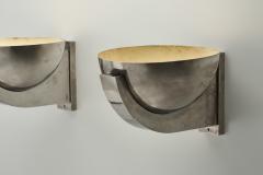 Pair of Modernist Chromed Metal Wall Lamps France 20th Century - 4082805