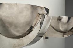 Pair of Modernist Chromed Metal Wall Lamps France 20th Century - 4082806
