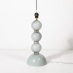 Pair of Modernist Dove Grey Murano Glass Table Lamps with 24 Karat Gold Bands - 4266179