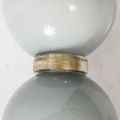 Pair of Modernist Dove Grey Murano Glass Table Lamps with 24 Karat Gold Bands - 4266182