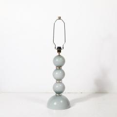 Pair of Modernist Dove Grey Murano Glass Table Lamps with 24 Karat Gold Bands - 4266191