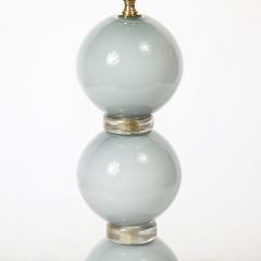 Pair of Modernist Dove Grey Murano Glass Table Lamps with 24 Karat Gold Bands - 4266192