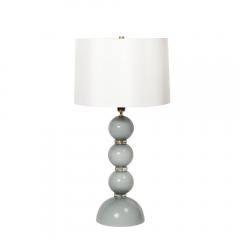 Pair of Modernist Dove Grey Murano Glass Table Lamps with 24 Karat Gold Bands - 4266194