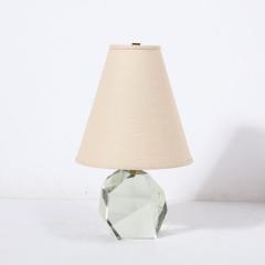 Pair of Modernist Faceted Hand Blown Mineral Green Murano Glass Table Lamps - 3376004