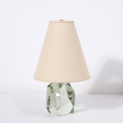 Pair of Modernist Faceted Hand Blown Mineral Green Murano Glass Table Lamps - 3376014