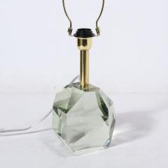 Pair of Modernist Faceted Hand Blown Mineral Green Murano Glass Table Lamps - 3376212