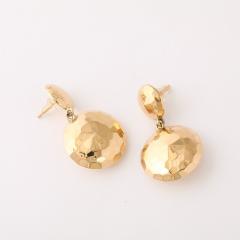 Pair of Modernist Half Dome Faceted 18 Karat Gold Earrings - 4265646